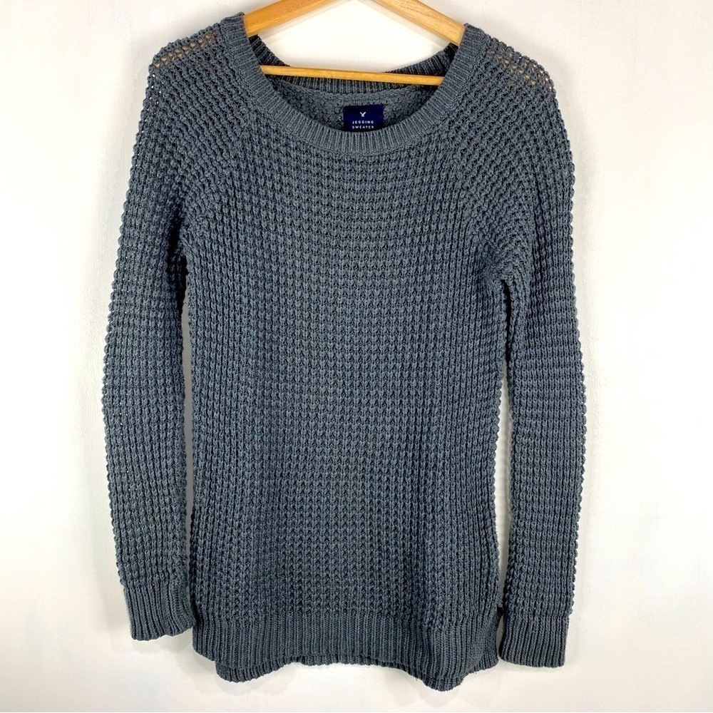 American Eagle: Women's Knit Jegging Sweater Pullover Shirt Top Gray Size Small